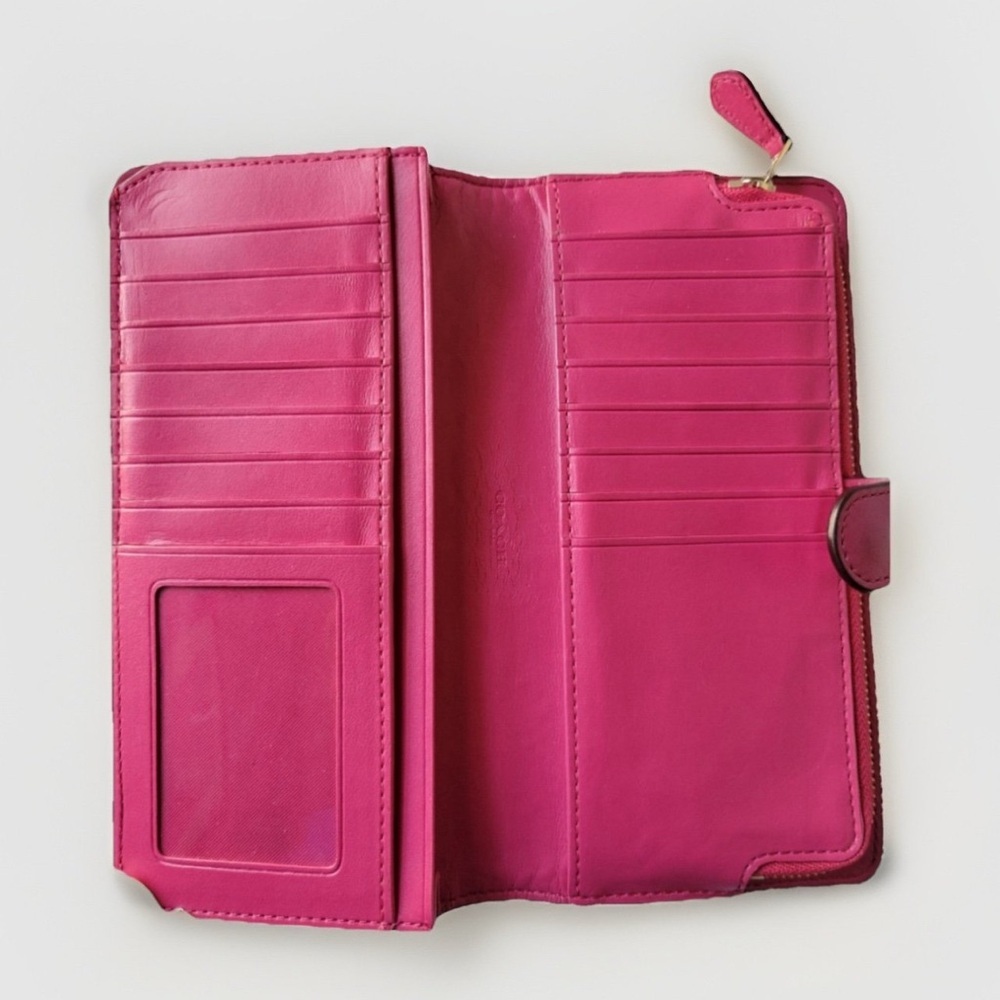 COACH Slim Wallet In PINK Smooth Calf Leather w GOLD Hardware - Picture 3 of 7